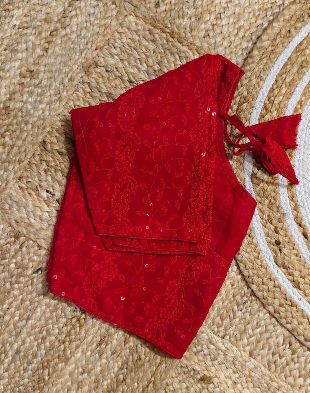 Chikonkari boatneck ready made blouse