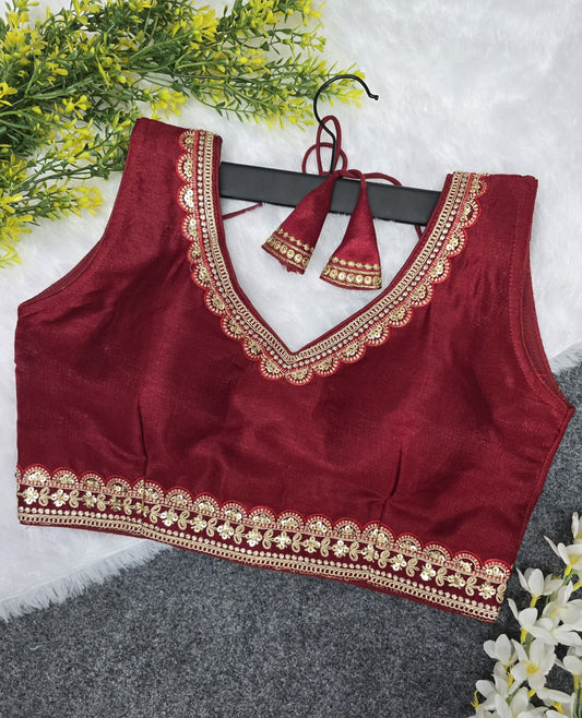 Slub silk partywear ready made blouses