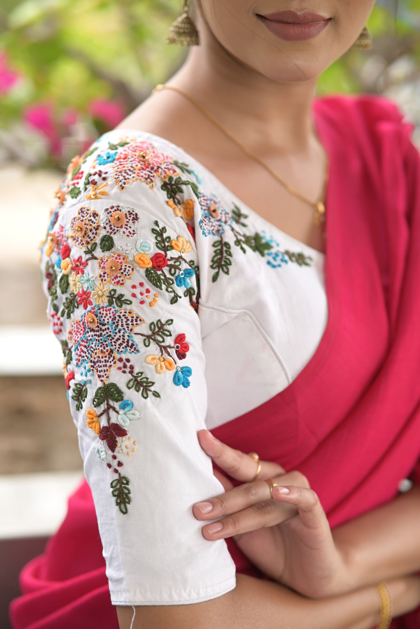 Rainbow Kundan Malai Cotton - Premium Readymade Blouse