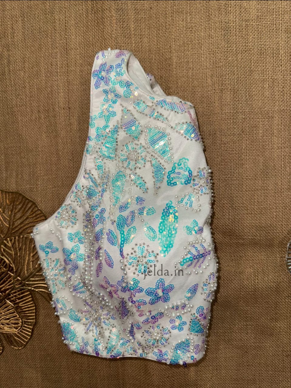 High-Neck Heavy Embroidered Blouses – Designer Sequin Edition