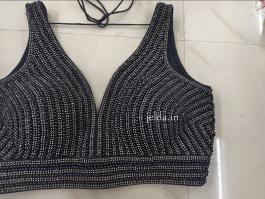 Exclusive pearl work sweet heart neck - custom made blouses