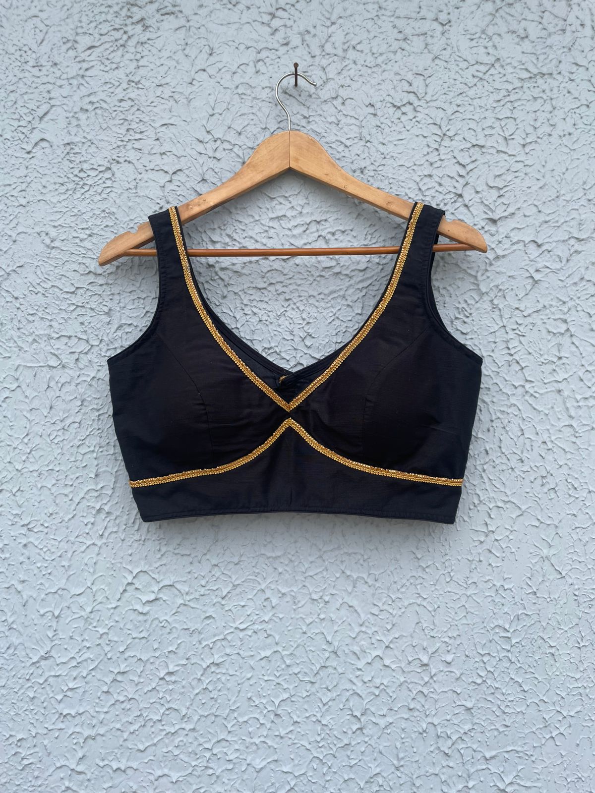 Raw silk with golden lace work designer blouses