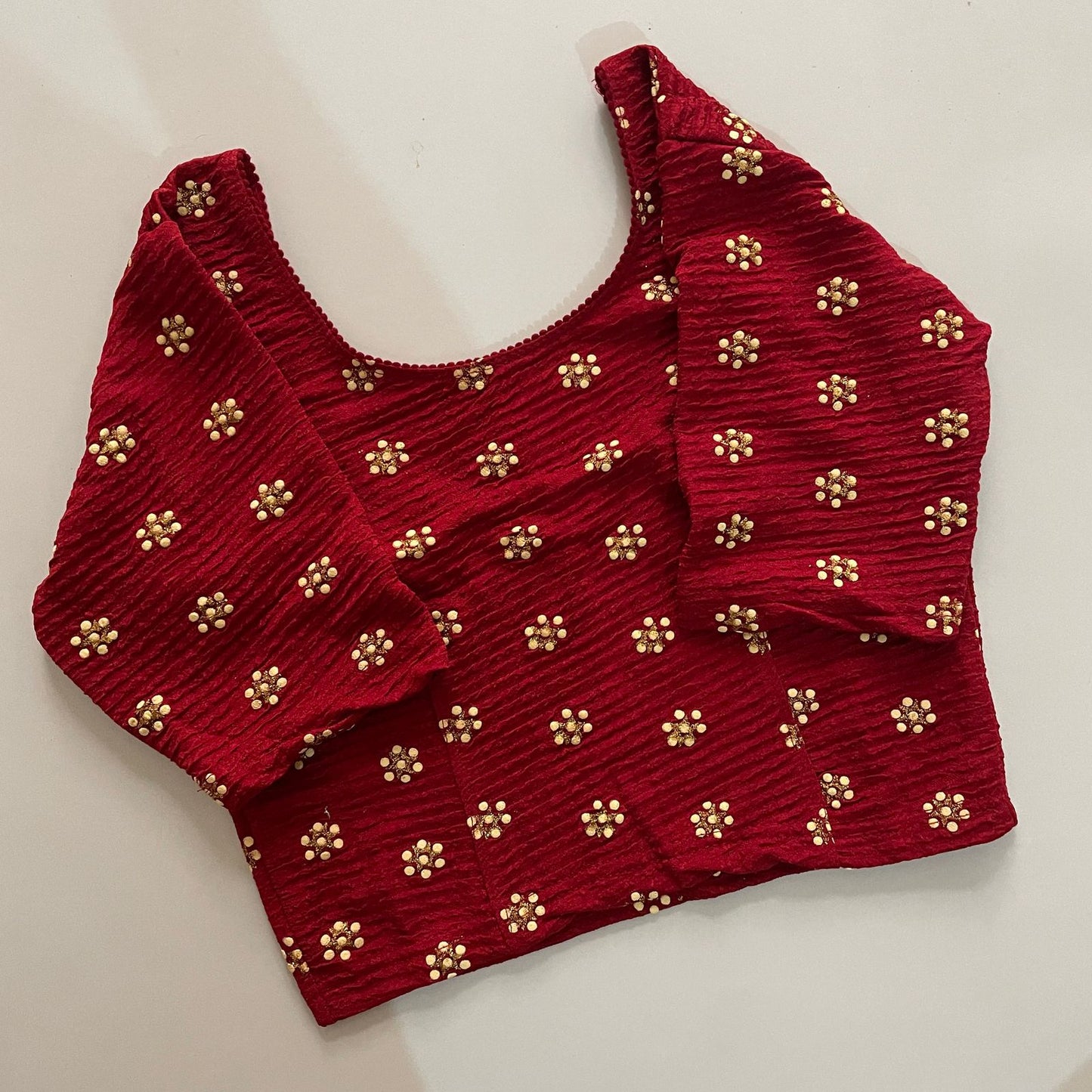 STRETCHABLE CRUSH WITH FOIL WORK - PREMIUM READY MADE BLOUSE