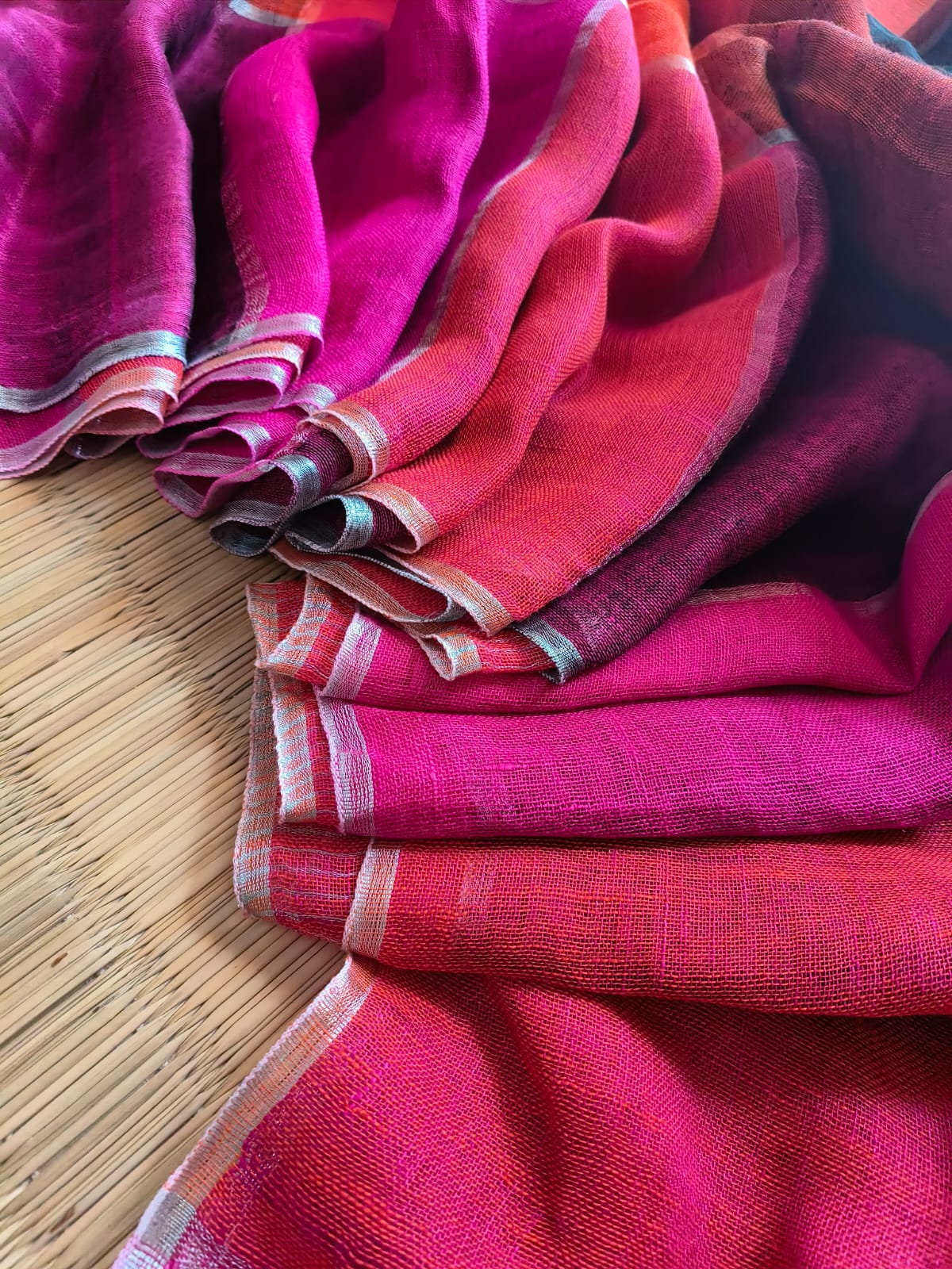 Pure multi colour linen by linen & zari sarees