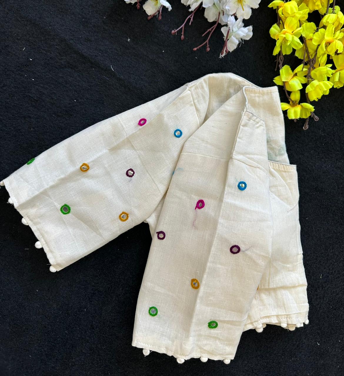 Heavy cotton embroidery ready made blouse