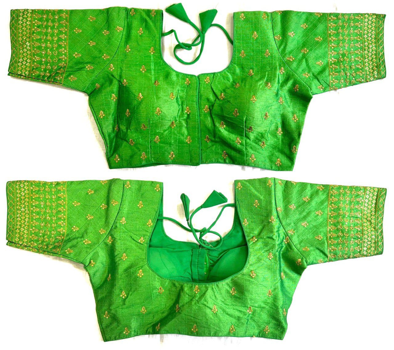 Heavy Silk fabric sequins work, thread and zari work ready made blouse