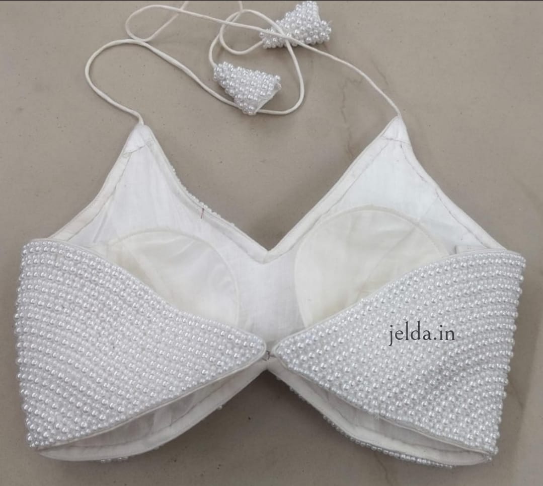Exclusive pearl work v neck - custom made blouses