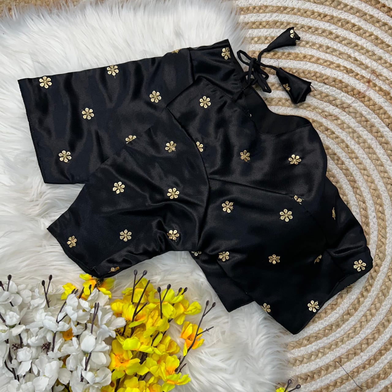 Presenting Beautiful satin fabric with all over zari ready made blouses