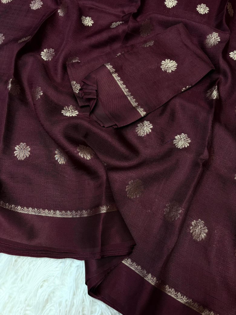 Pure viscose soft jute with satin patta border with jacquard putta sarees