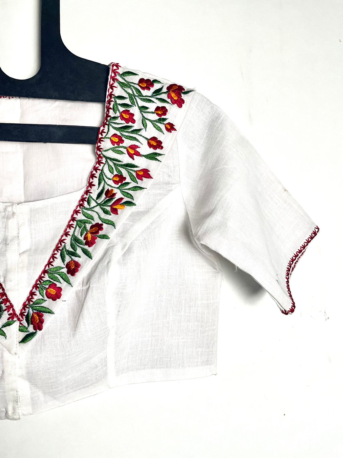 Cotton Embroidery V Neck - Premium Designer Blouse