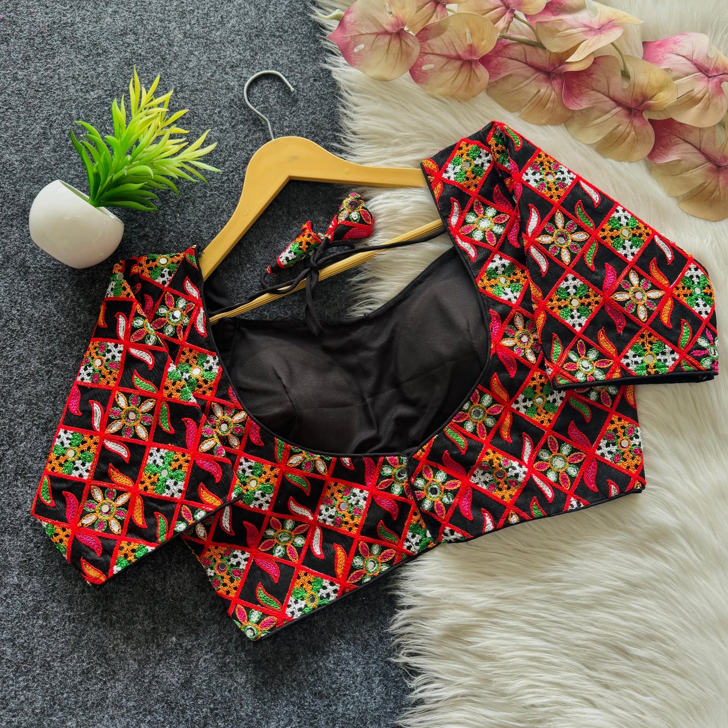 Beautiful embroidery work ready made blouse