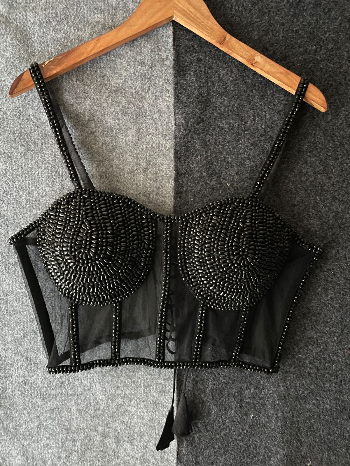 New Beautiful Pearl Moti Spaghetti ready made blouse
