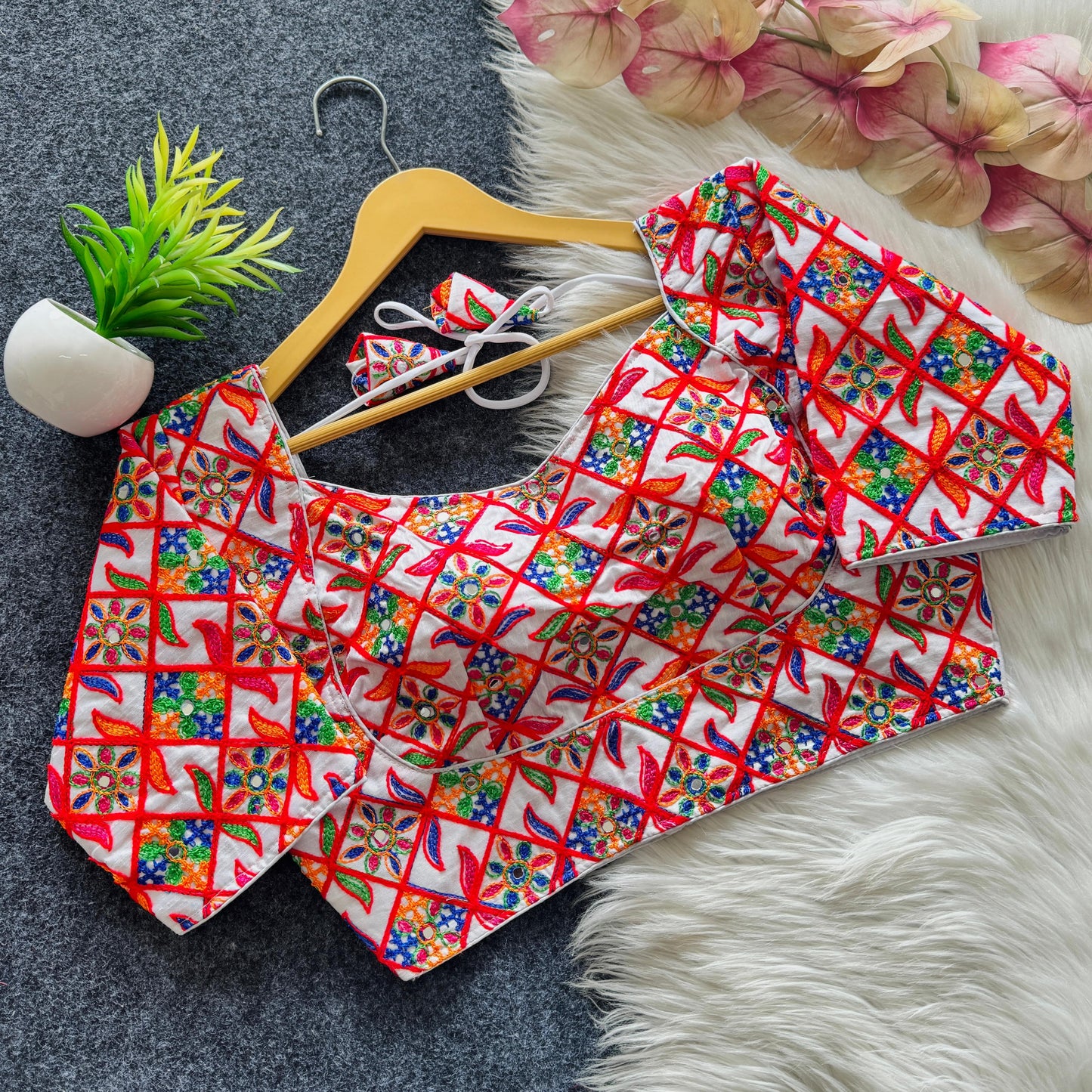 Beautiful embroidery work ready made blouse