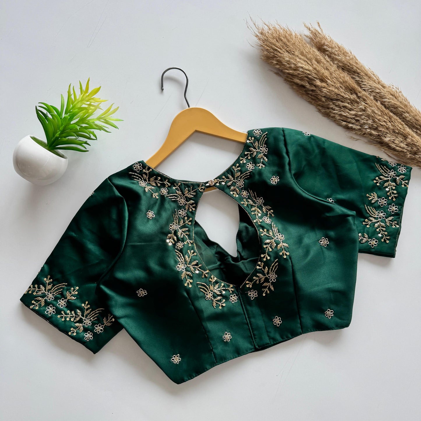 Beautiful handwork all over back and sleeves ready made blouse