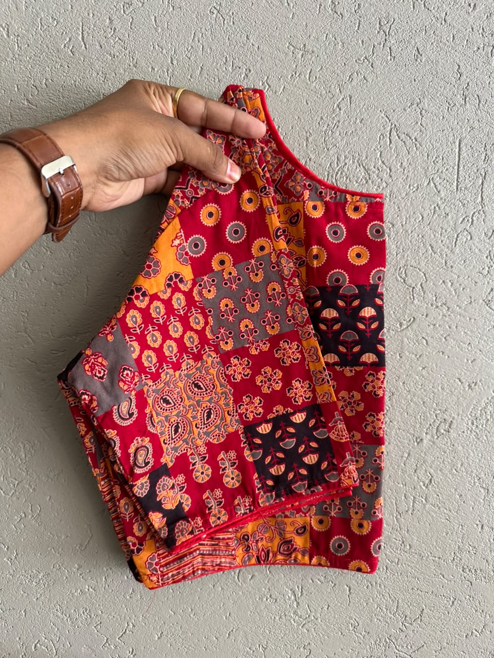 Pure Ajrakh Cotton ready made blouse