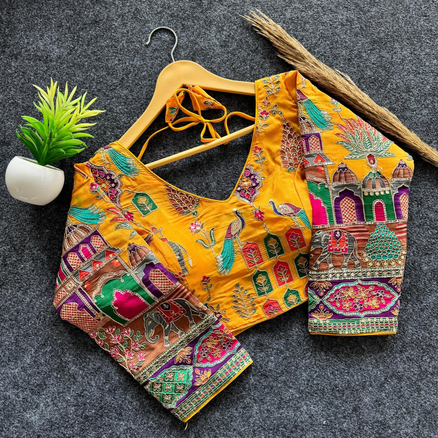 Beautiful flower print print all over blouse with embroidery work ready made blouse