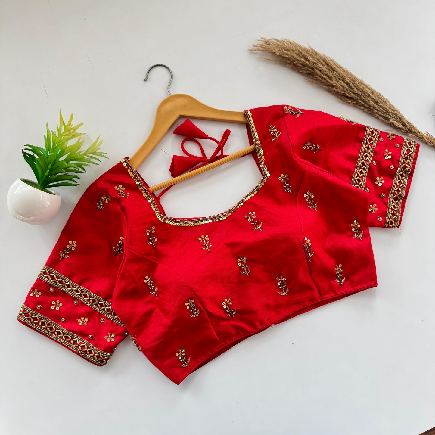 Beautiful handwork all over front and sleeves with designer handwork ready made blouse