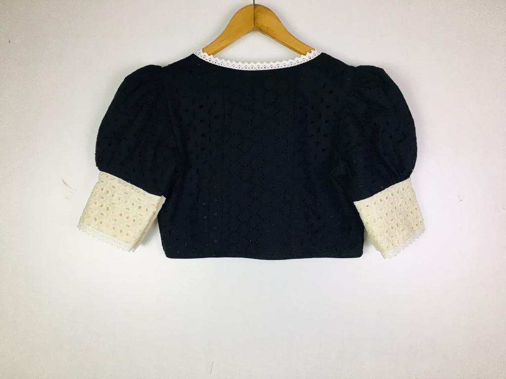 Hakoba puff sleeve with lace work Designer Blouse