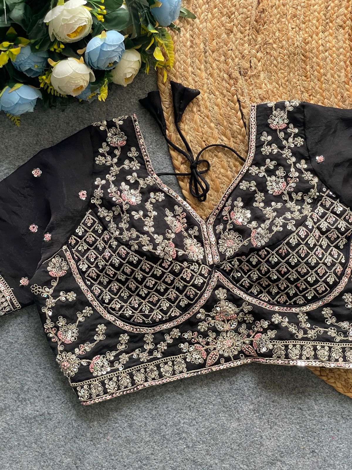 Heavy Handwork + Sequins & Codding Thread Work ready made blouse