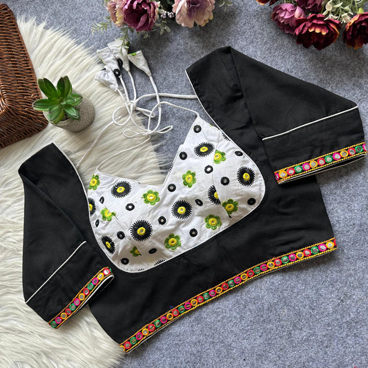 Heavy Cotton with Embroidery with mirror Work - Premium Readymade blouse