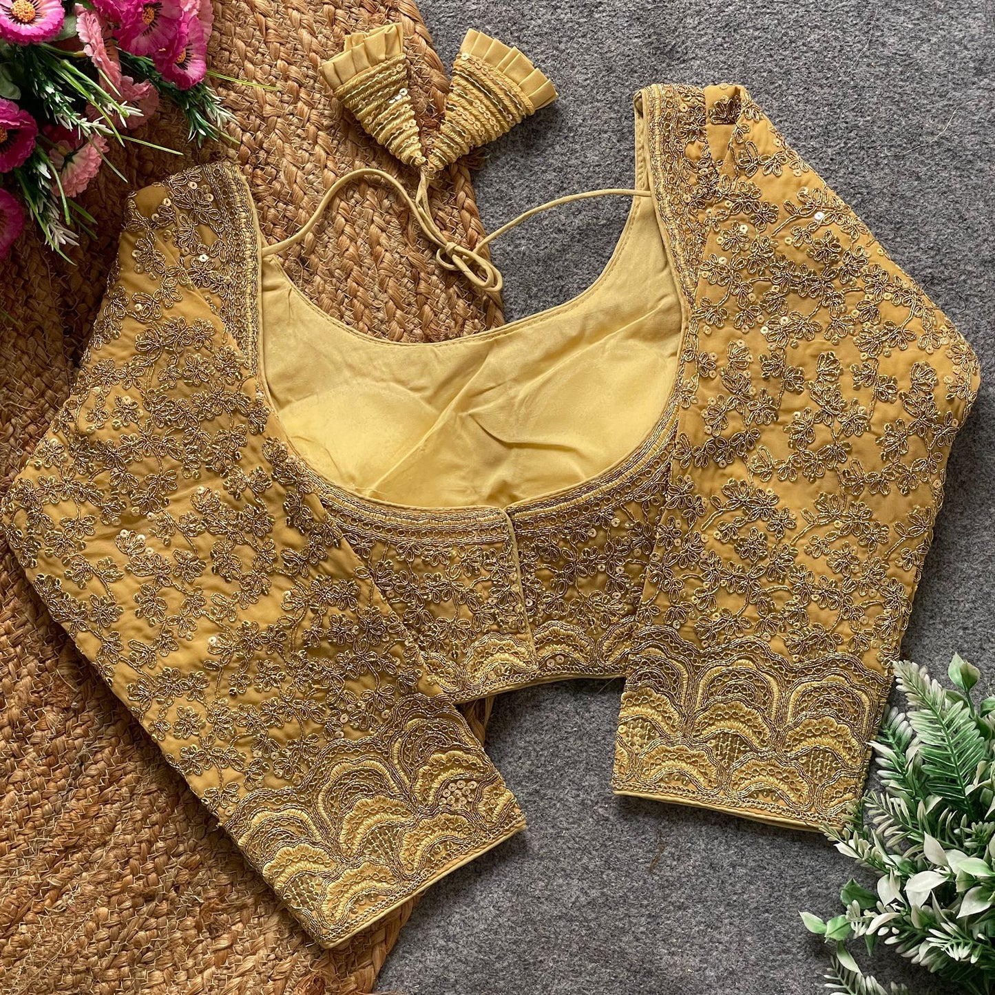 Heavy Embroidery & Sequins Work ready made blouse