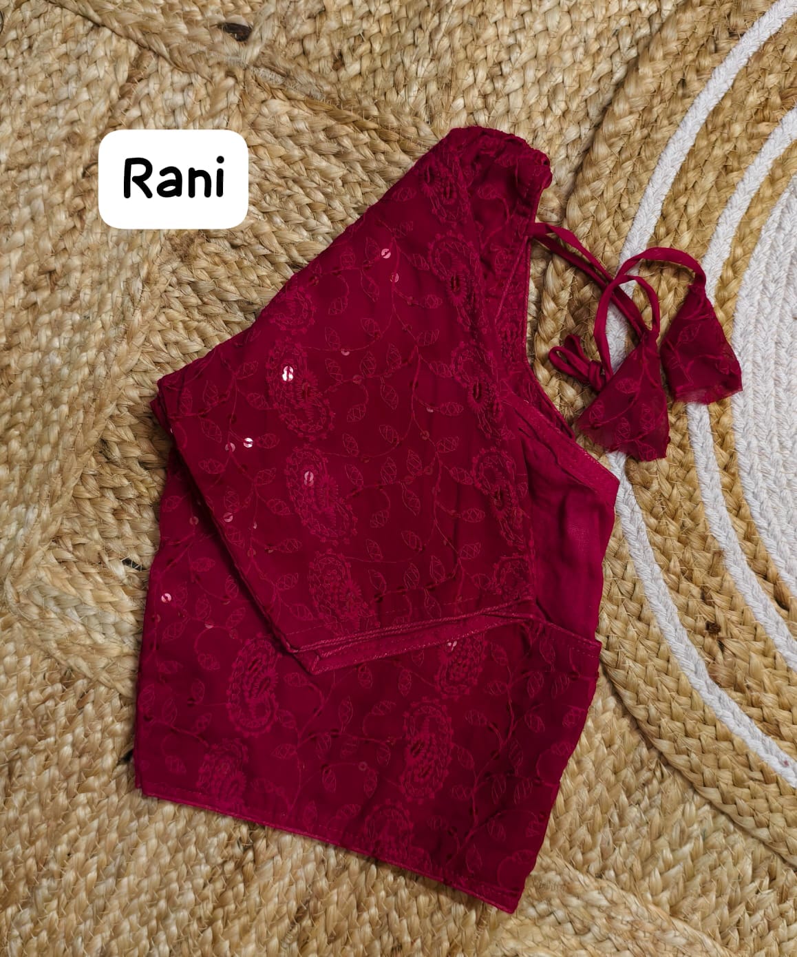 Chikonkari boatneck ready made blouse
