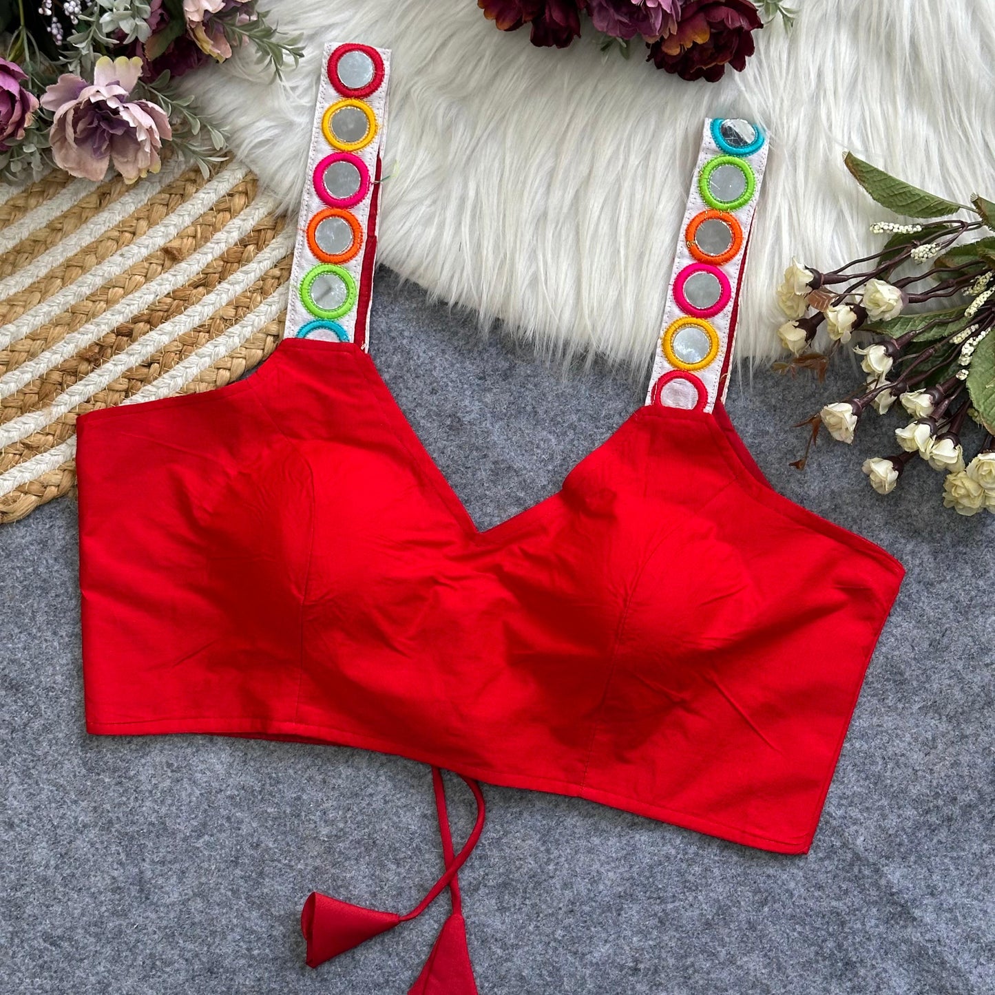 Spaghetti Style Real mirror ready made blouse