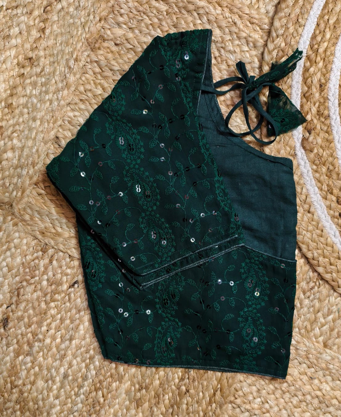Chikonkari boatneck ready made blouse