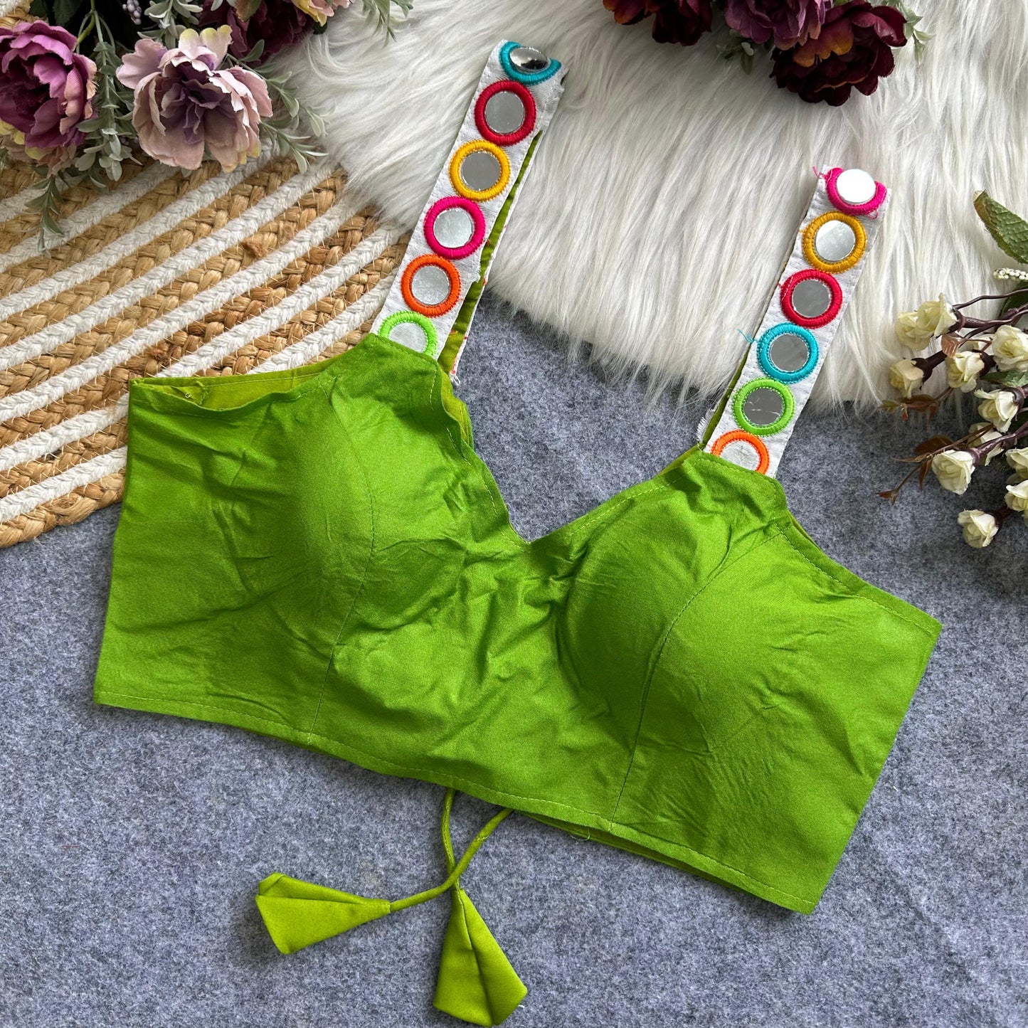 Spaghetti Style Real mirror ready made blouse