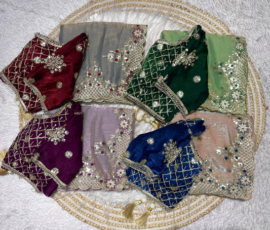 Fendy Chiffon two ton coding sequins embroidery work sarees