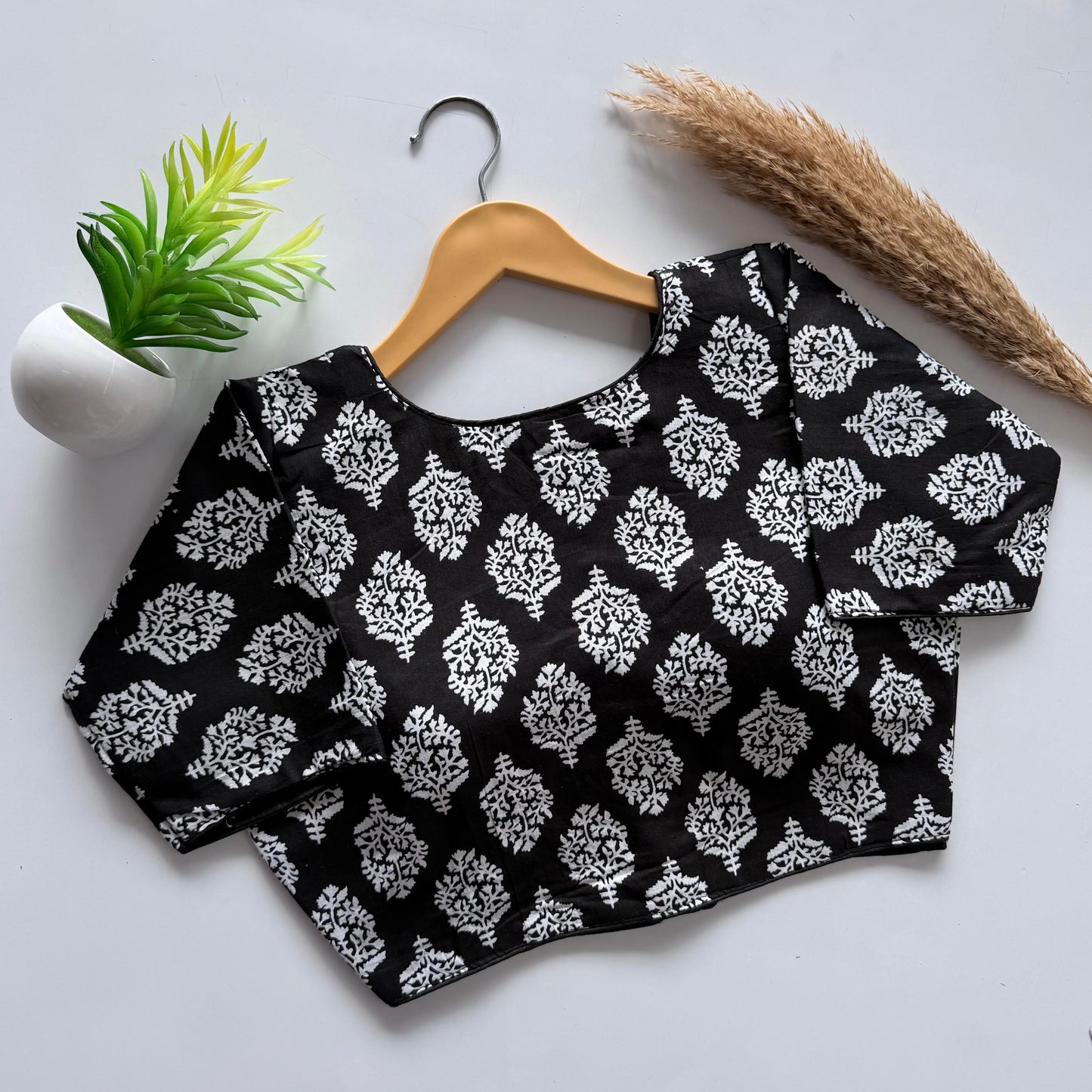 Plain cotton with hand paint all over ready made blouse
