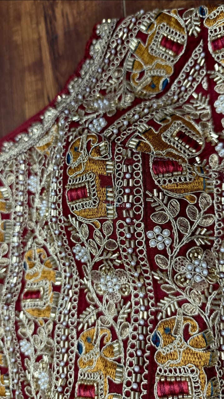 Heavy Embroidery work halter neck sleeveless - custom made blouses