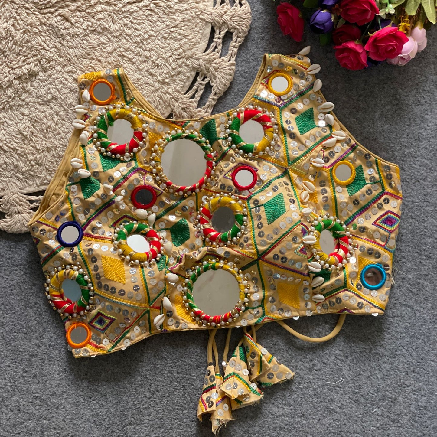 REAL MIRROR WITH MULTI THREAD WORK - PREMIUM READY MADE BLOUSE