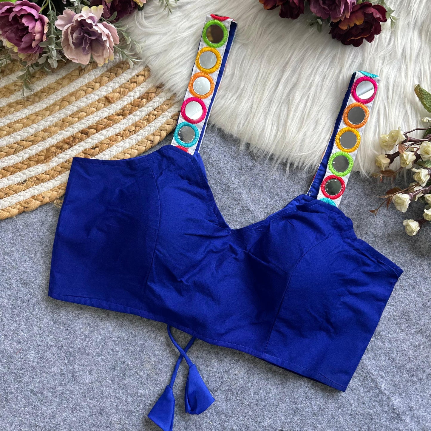 Spaghetti Style Real mirror ready made blouse