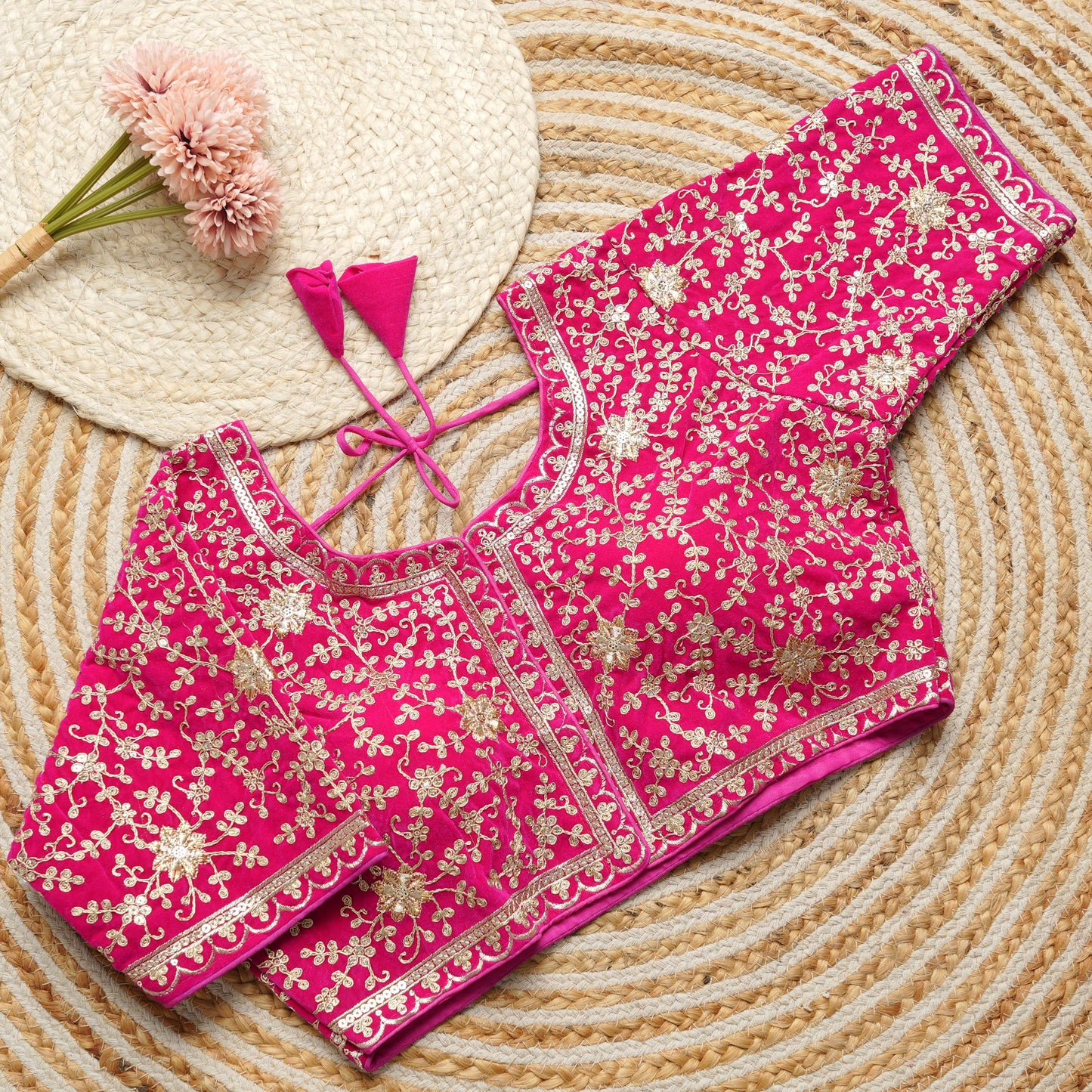 Heavy embroidery work touch up with sequins all over ready made blouses