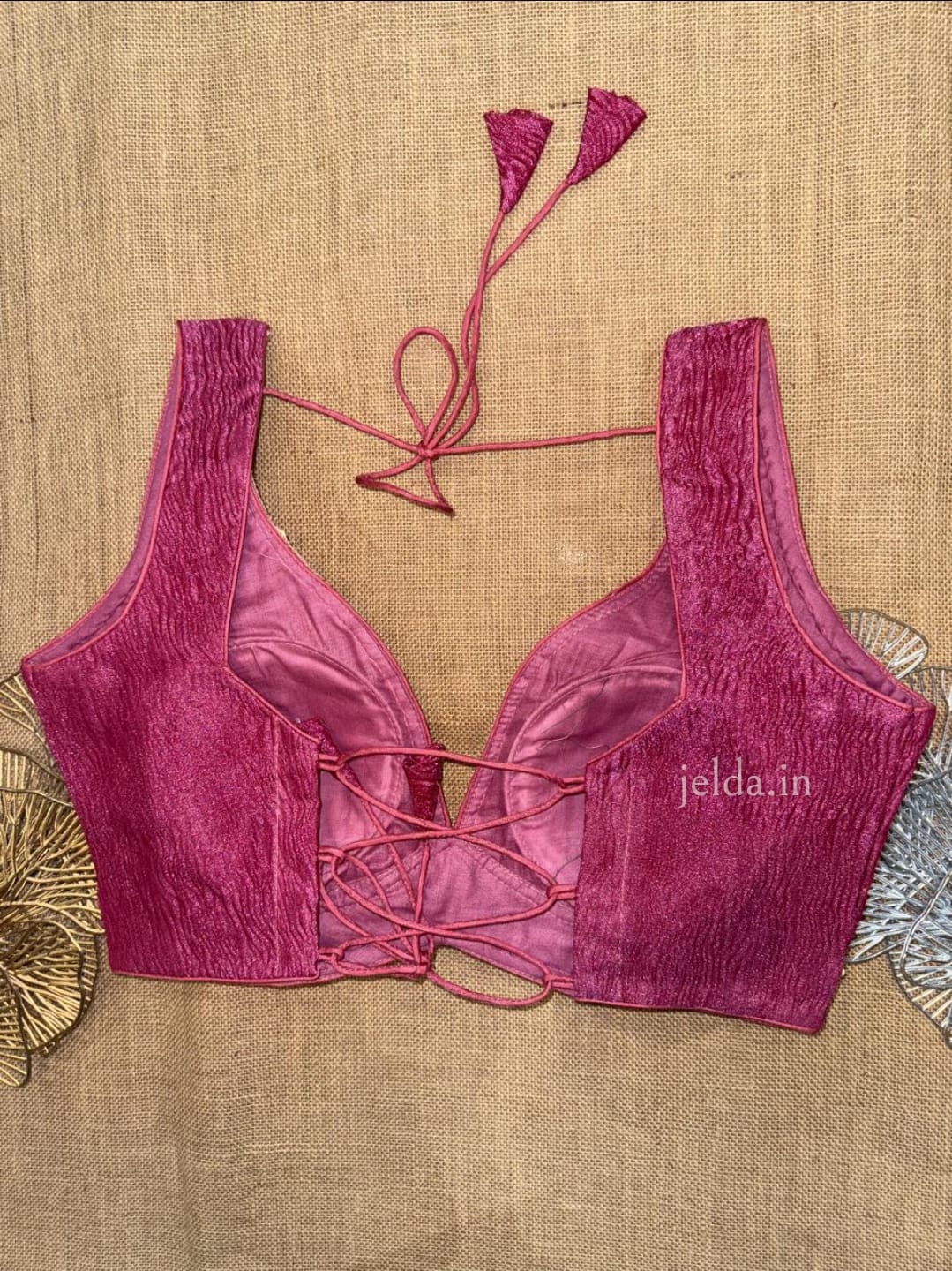Premium Plain Sleeveless sweet heart neck with lace work Blouses – Silk Fabric