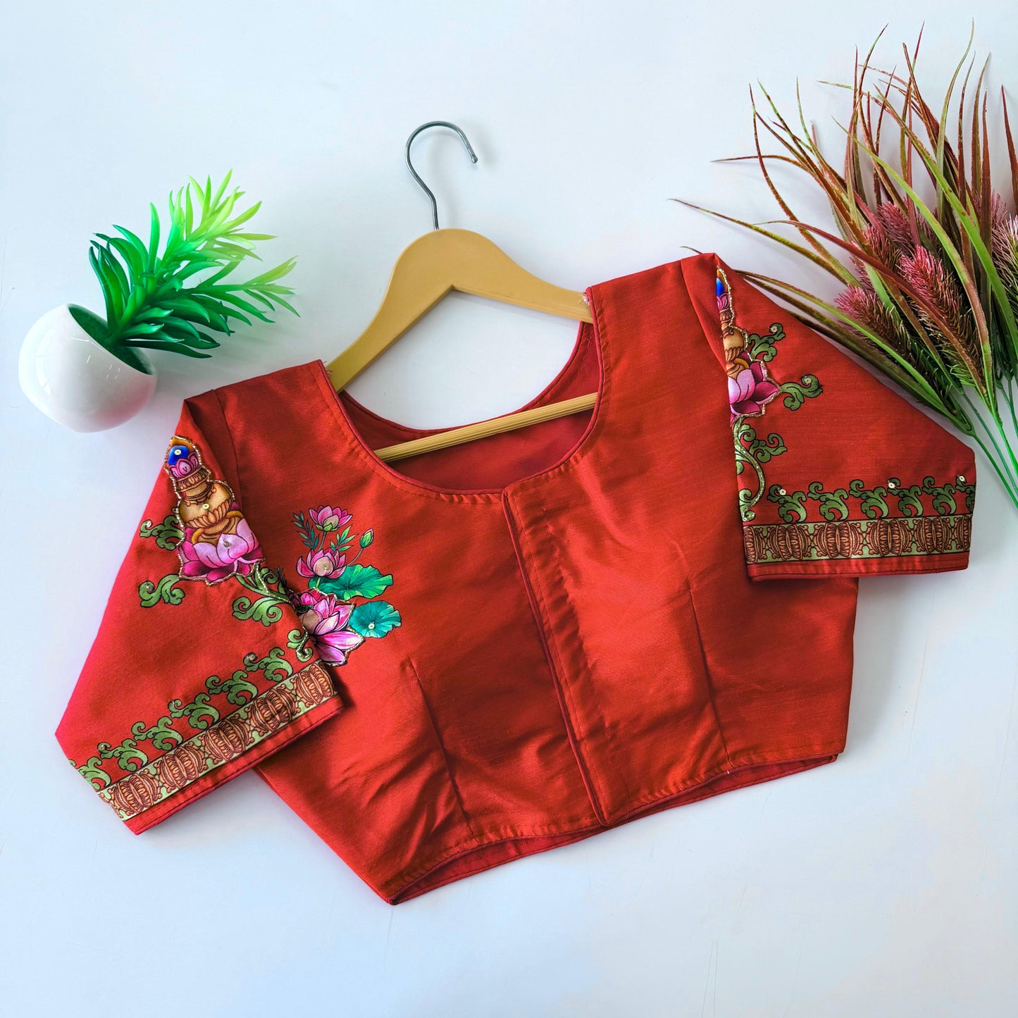 Pure silk fabric with Decent print ready made blouse