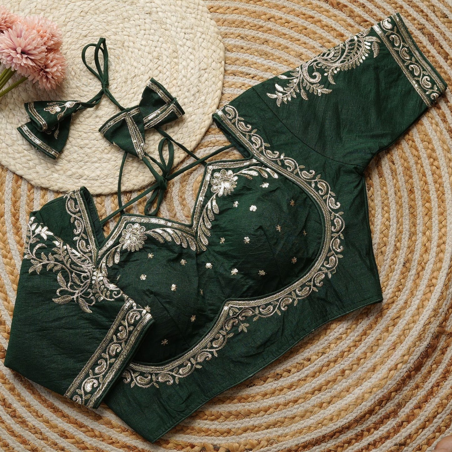 Beautiful golden embroidery work ready made blouses