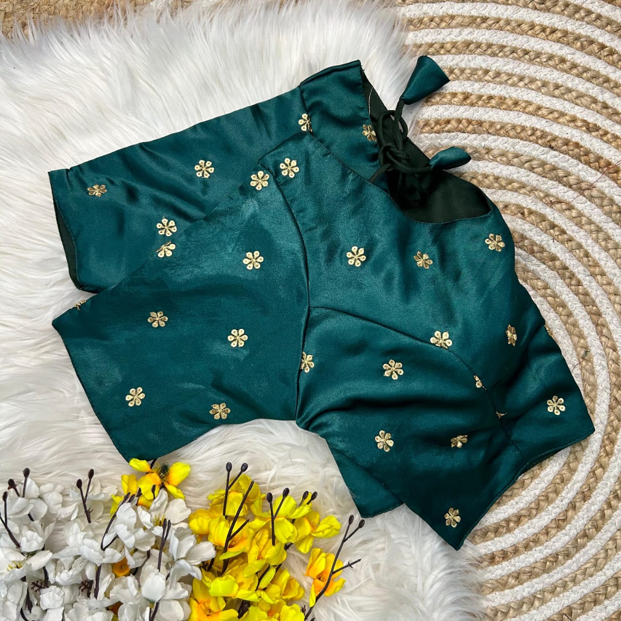 Presenting Beautiful satin fabric with all over zari ready made blouses