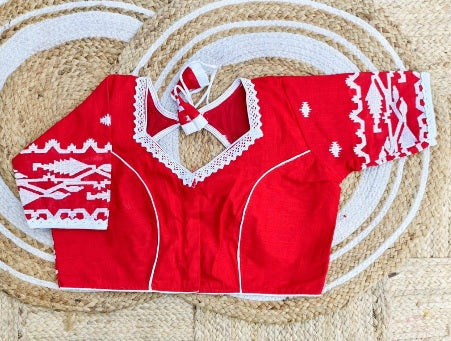 Jamdani handloom weaving cotton ready made blouse
