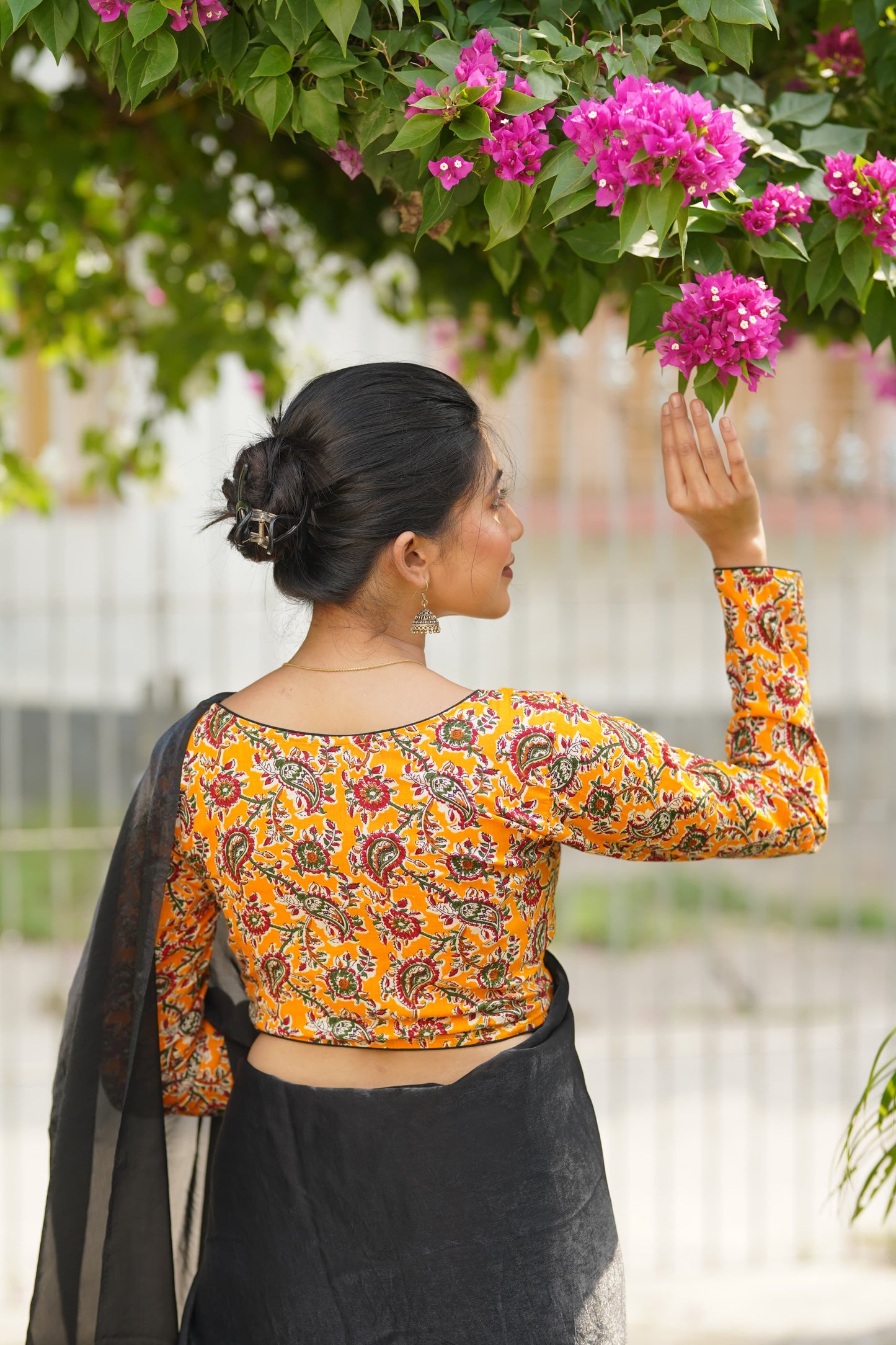 Kalamkari cotton full sleeve ready made blouse