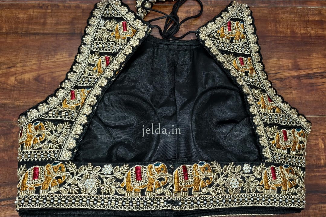 Heavy Embroidery work halter neck sleeveless - custom made blouses
