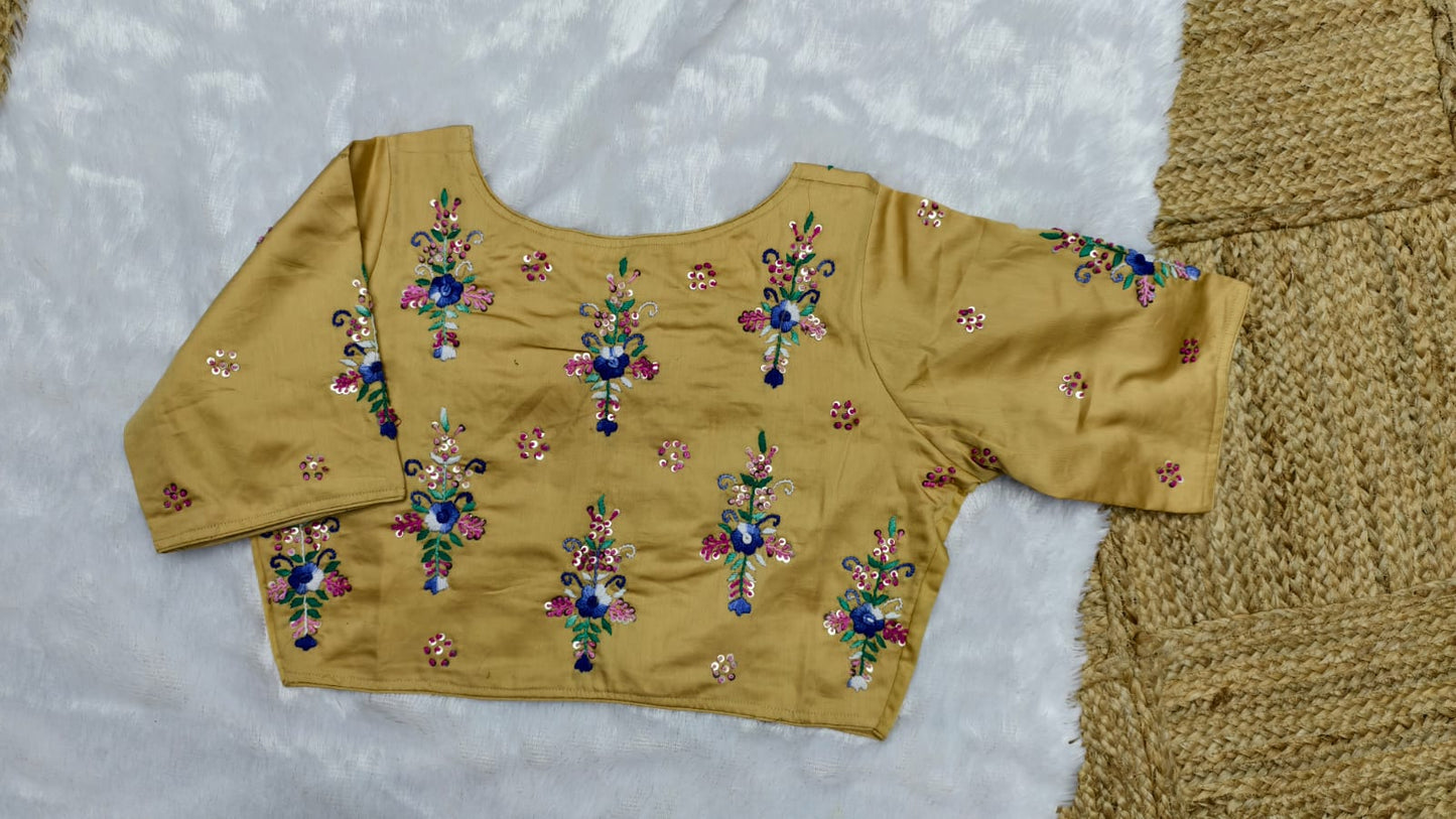 Cotton silk kundan ready made blouse