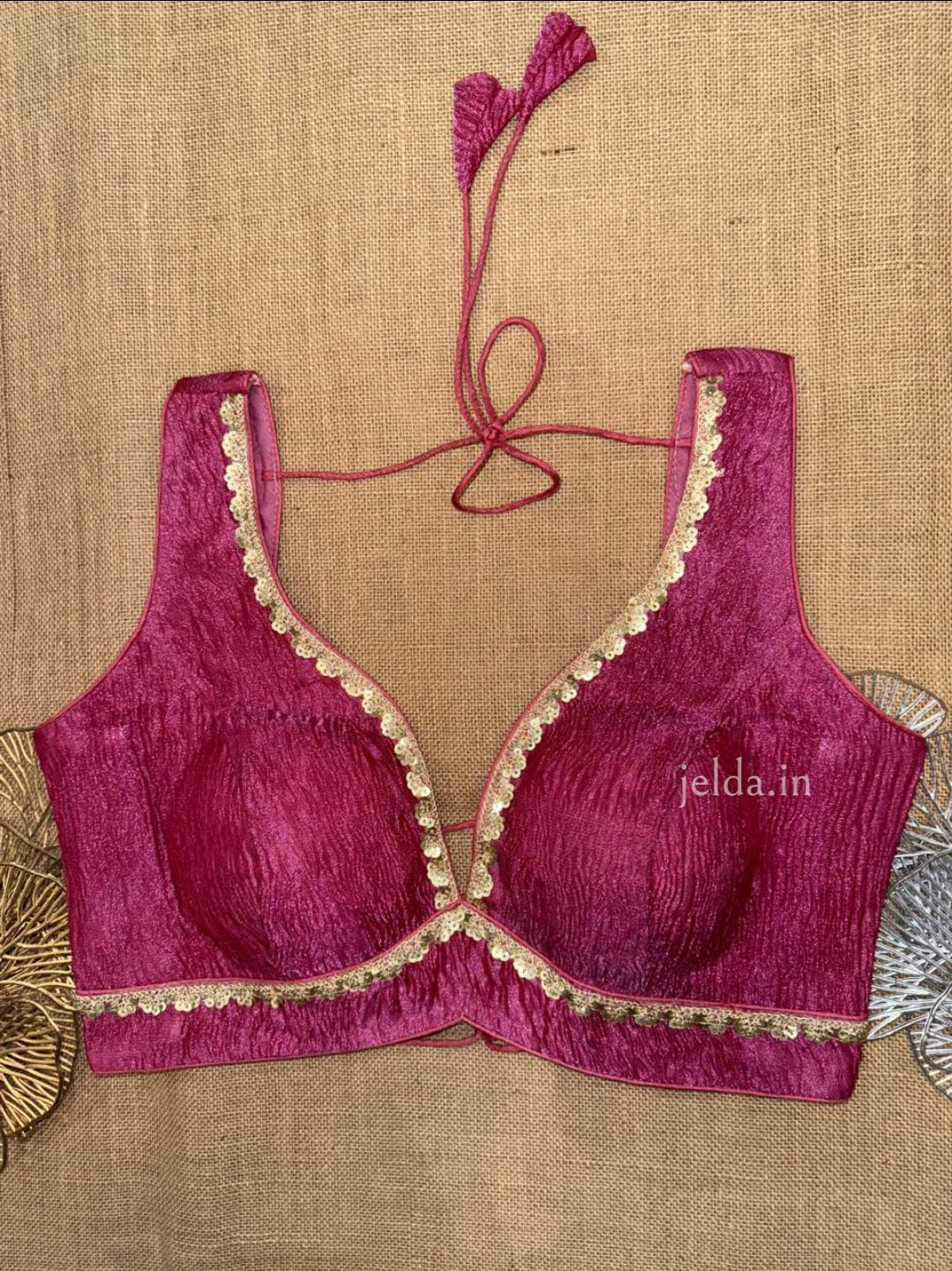 Premium Plain Sleeveless sweet heart neck with lace work Blouses – Silk Fabric