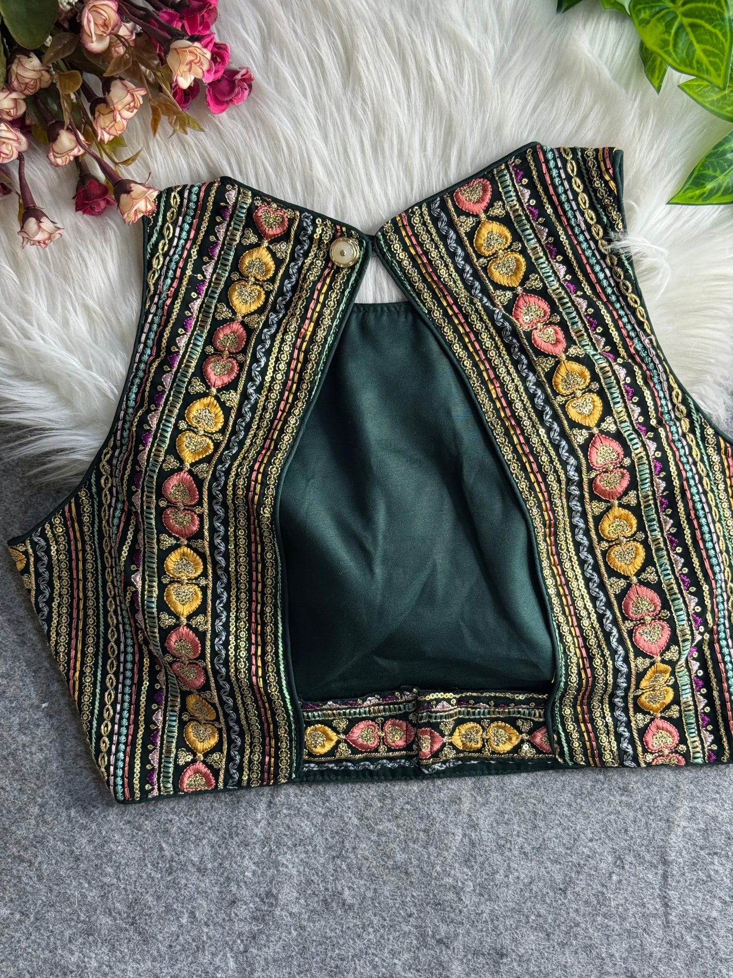 Heavy embroidery multi work boatneck ready made blouses