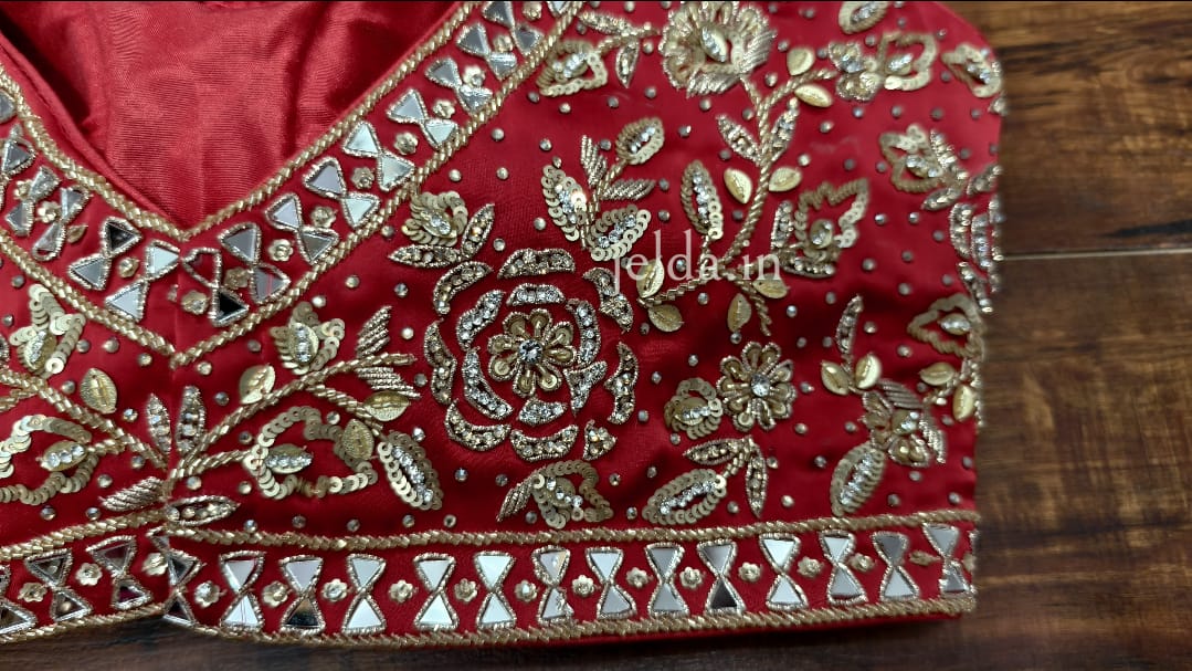 Heavy Embroidery work sleeveless - custom made blouses