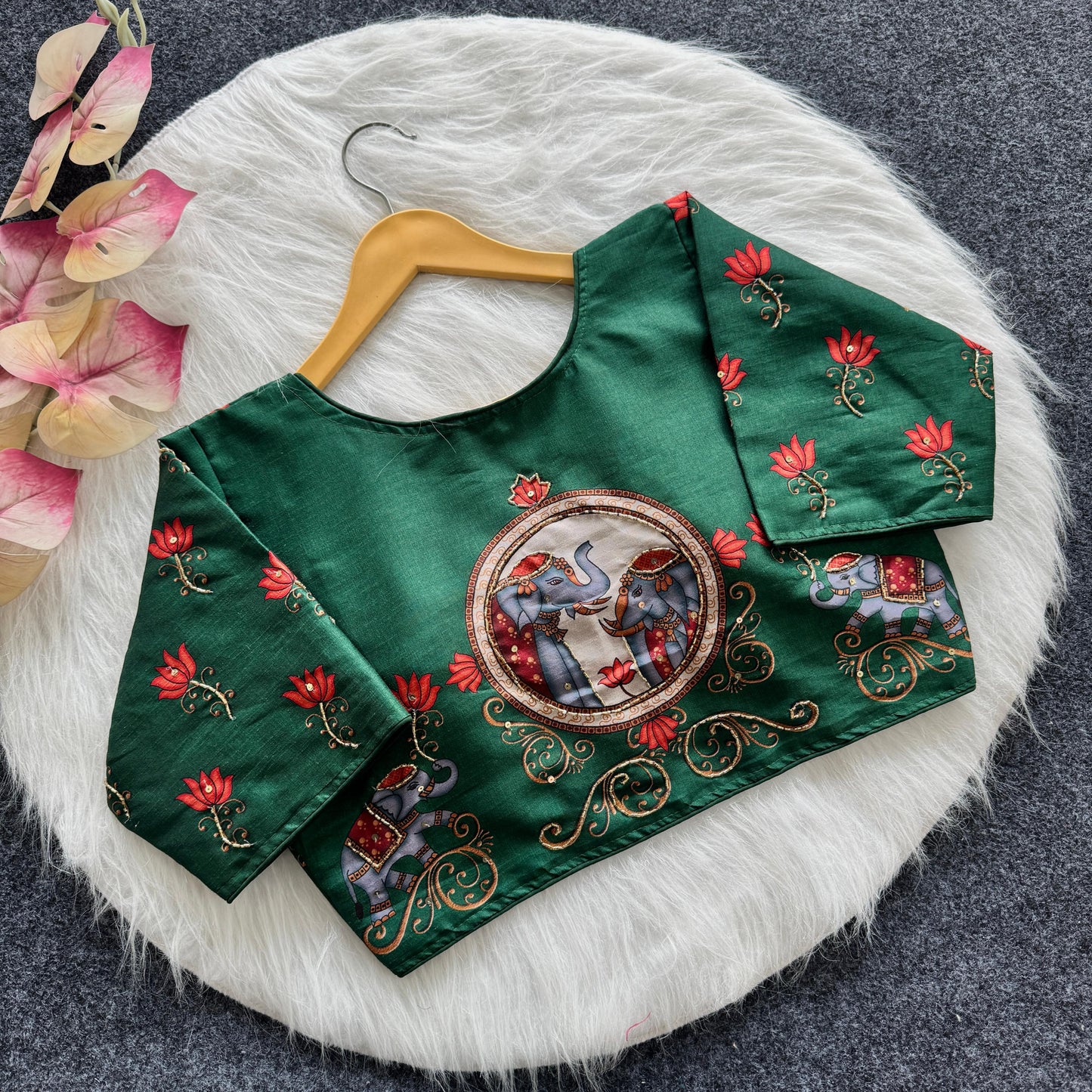 Pure silk fabric with Decent print ready made blouses