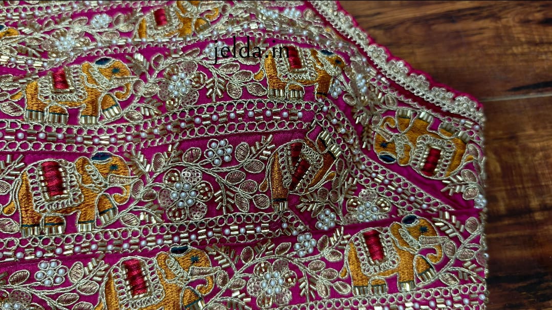 Heavy Embroidery work halter neck sleeveless - custom made blouses