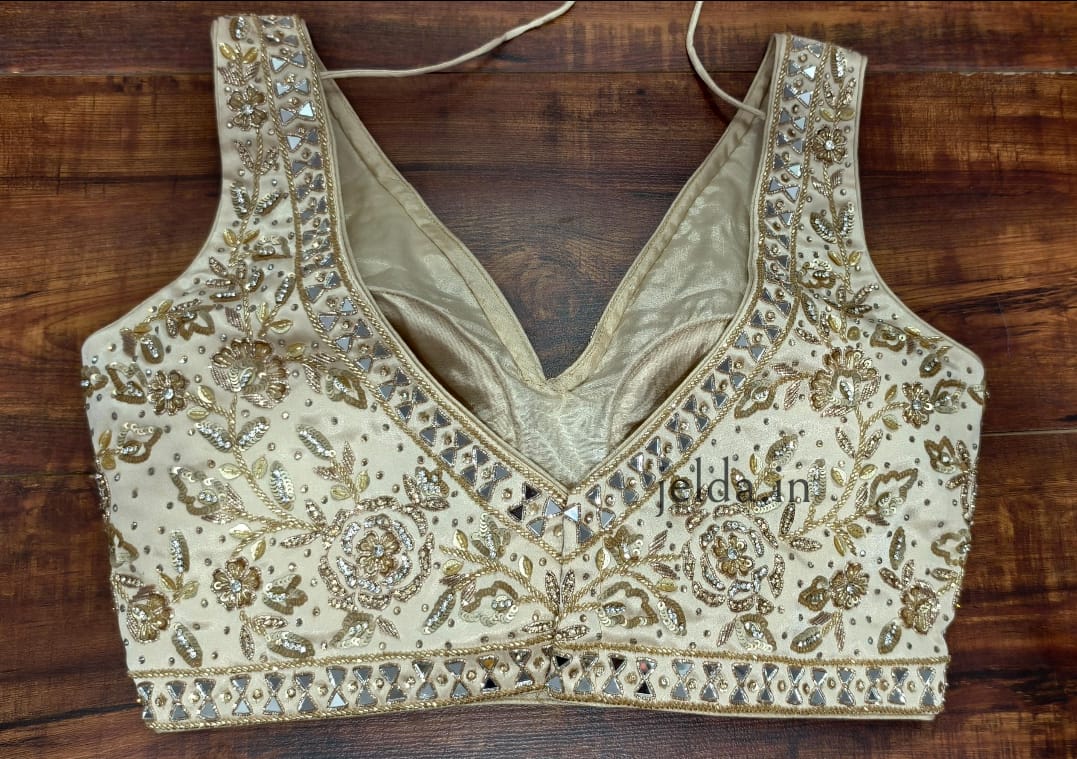 Heavy Embroidery work sleeveless - custom made blouses