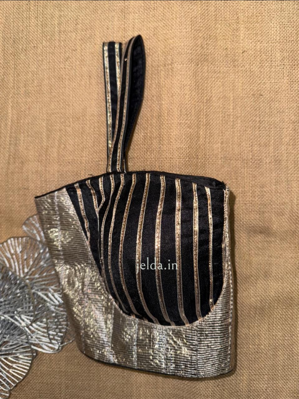 Multicolor Striped & Sequin Designer Corset Blouse – Adjustable Back Tie